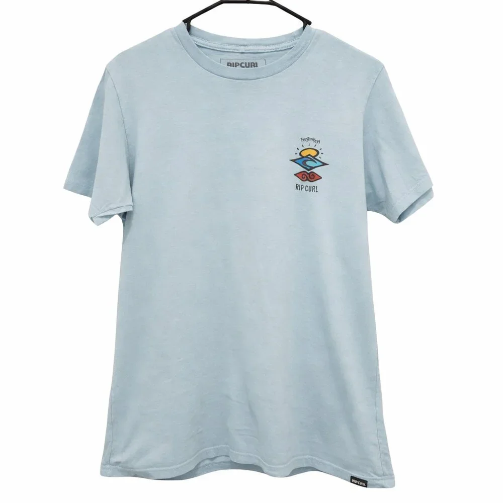 Rip Curl Youth Blue Logo T-Shirt Size M Surf Graphic 100% Cotton Short Sleeve